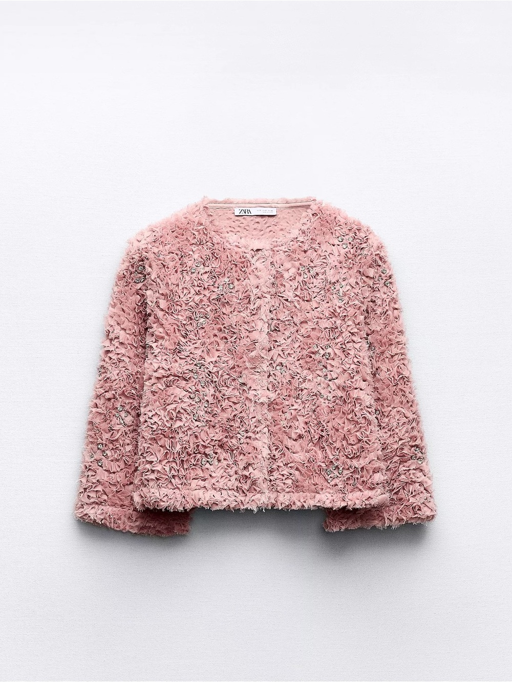 Zara Blush Pink Rosette Faux-Fur Coat